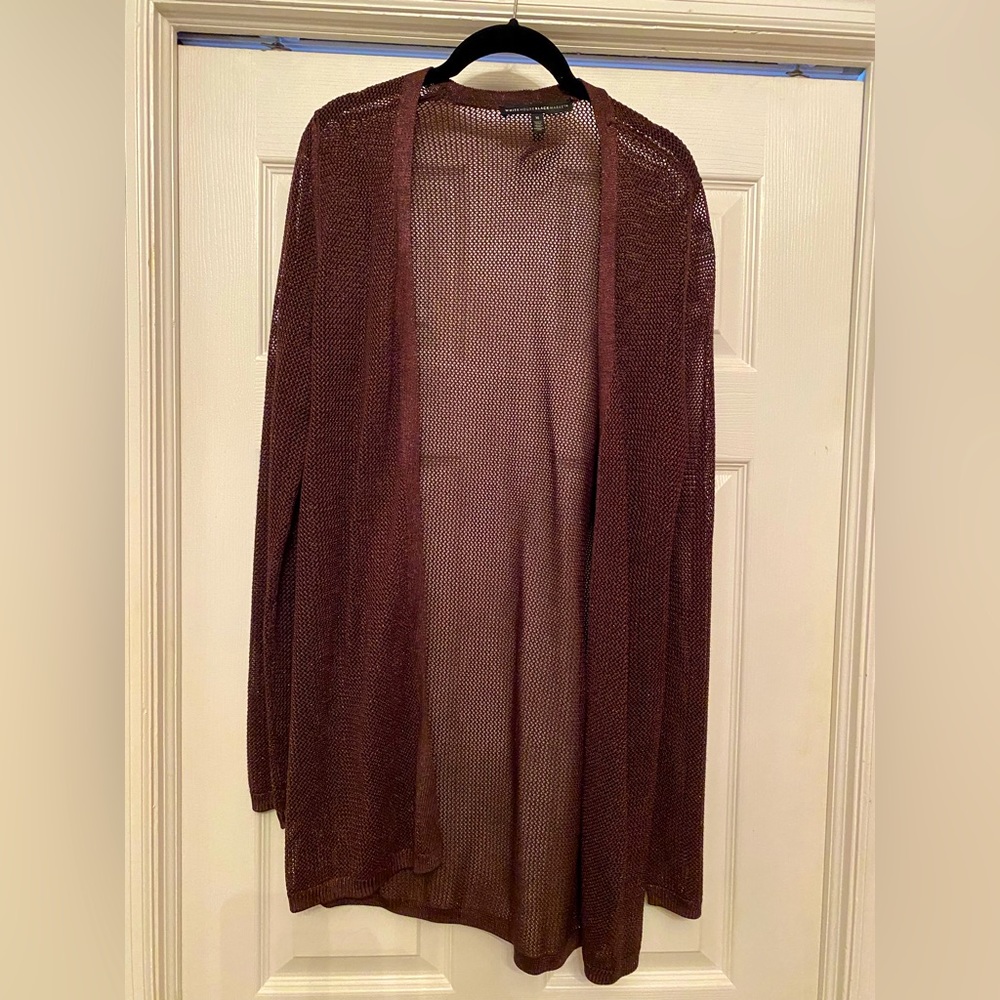 Maroon , sheer and sparkley long cardigan